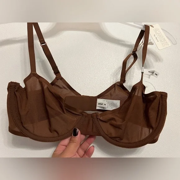 Aerie Smoothez Brown Unlined Mesh Balconette Bra - Picture 3 of 9